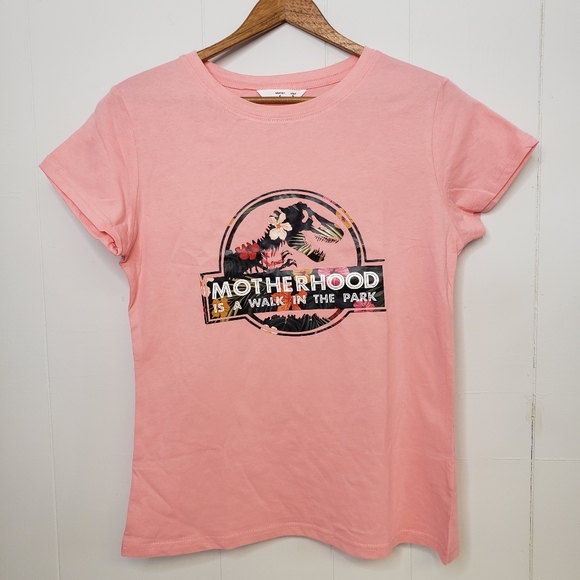 Tops - Dinosaur Printed Motherhood is a walk in the park Graphic Tee Size Small